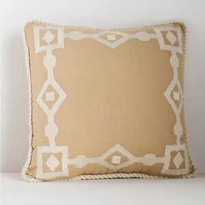 NWT Anthropologie Greek Key Embroidered Indoor/Outdoor Pillow